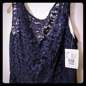 Short lace high neck dress - Marine blue